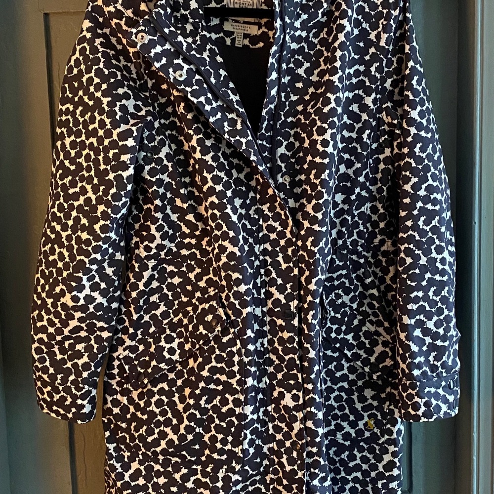 Joules Right As Rain Jacket - Like New Black and White "Pom Print" size 12